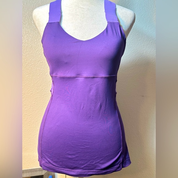 lululemon athletica Tops - Lululemon Women Tank Top Purple Gray Sleeveless Scoop Neck
Cross Back Straps sz4